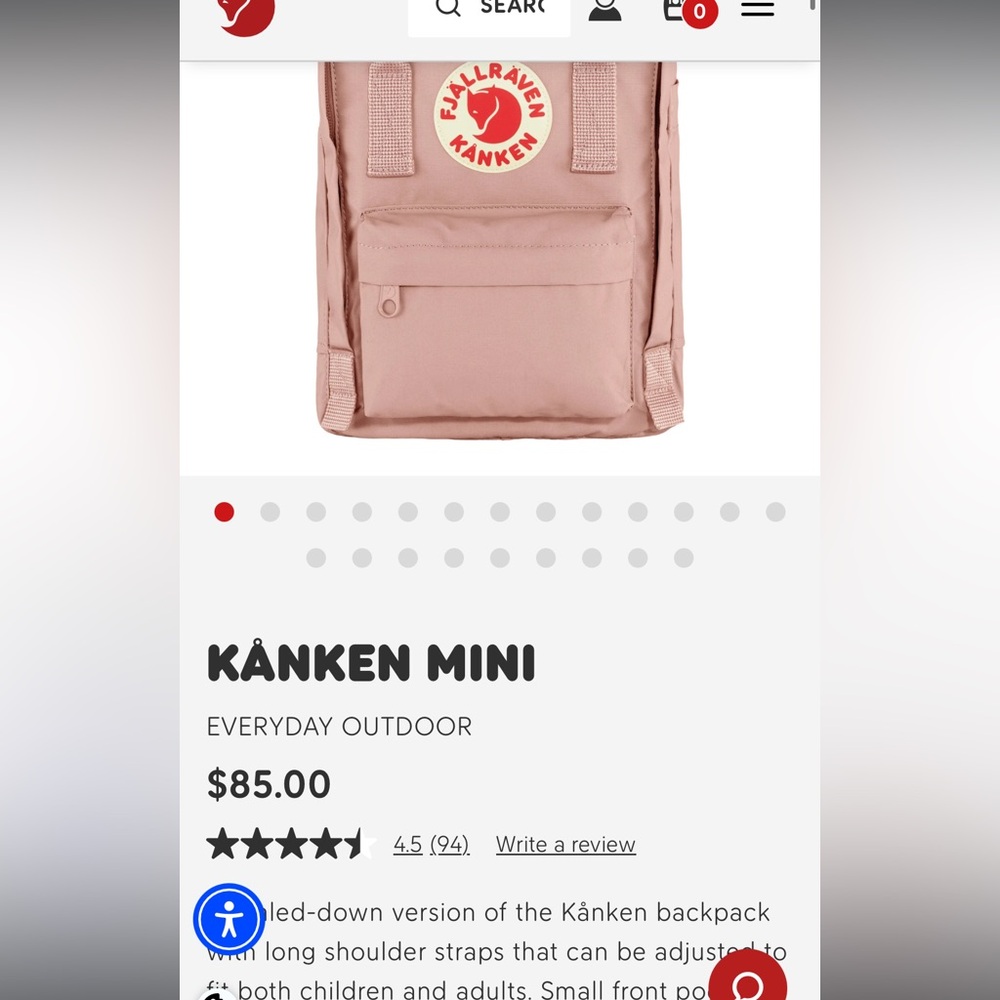 Fjallraven Kanken Mini Backpack in Dusty Pink - Picture 5 of 5